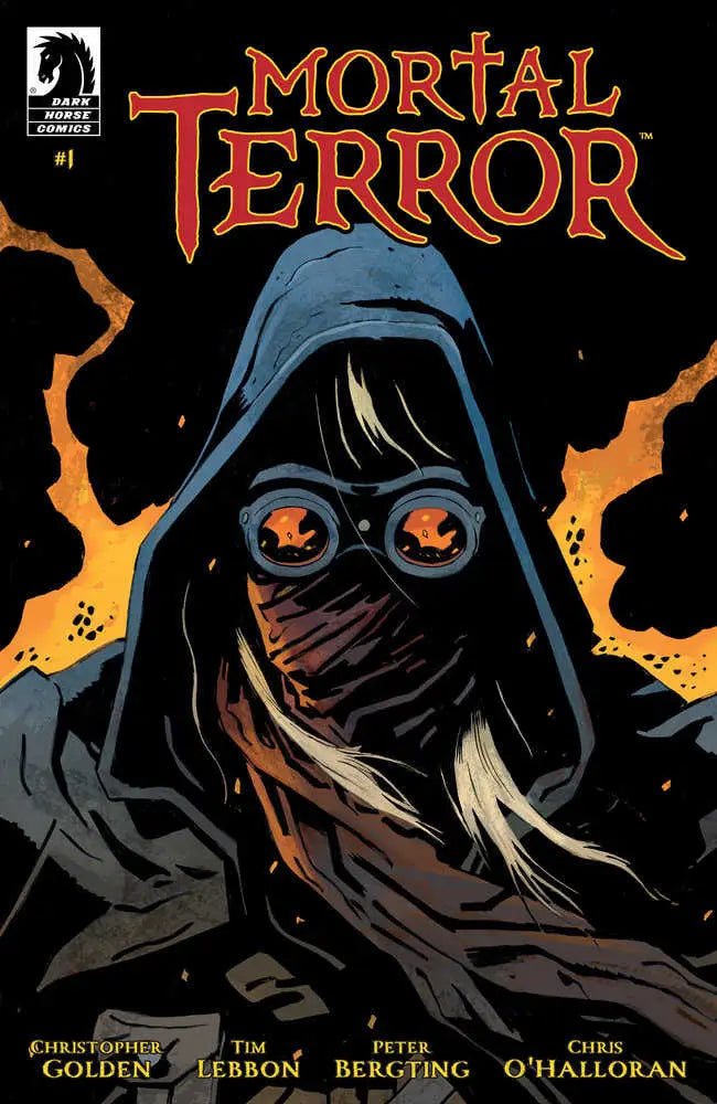 Dark hooded figure with goggles for Mortal Terror #1 trading card cover art