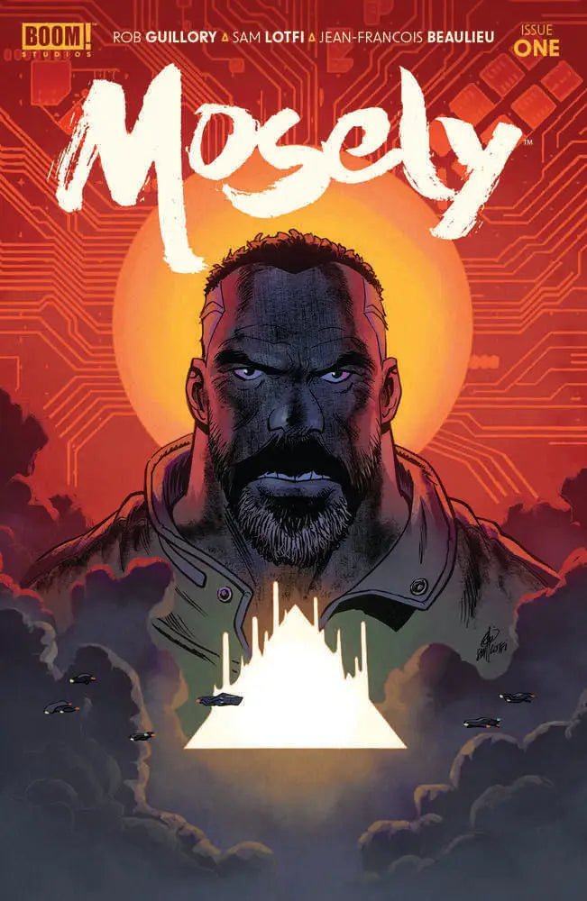 Comic book cover of Mosely #1 featuring a silhouetted figure by Rob Guillory