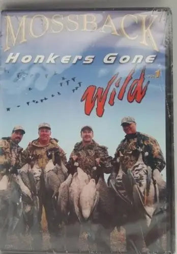 Mossback Honkers Gone Wild Vol 1 DVD on store shelf pulls with hunters and geese