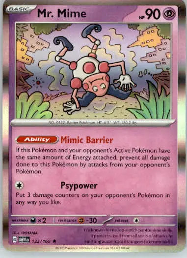 Mr. Mime - SV: Scarlet & Violet 151 - 122/165 - Holo NM - Pokémon Card Single