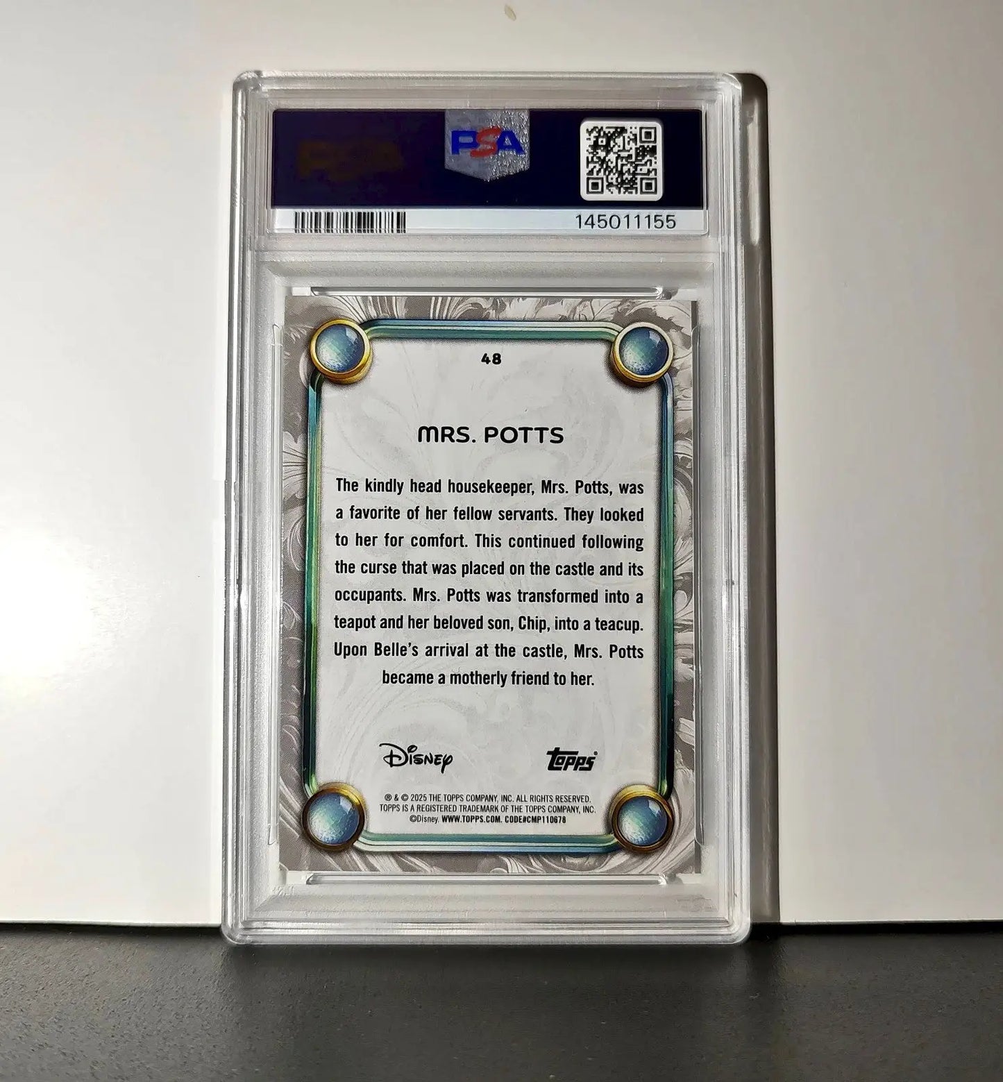 Mrs. Potts 2025 Topps Disney #48 Winter Variant Card Beauty and the Beast PSA 9 - Non-Sports Card Single