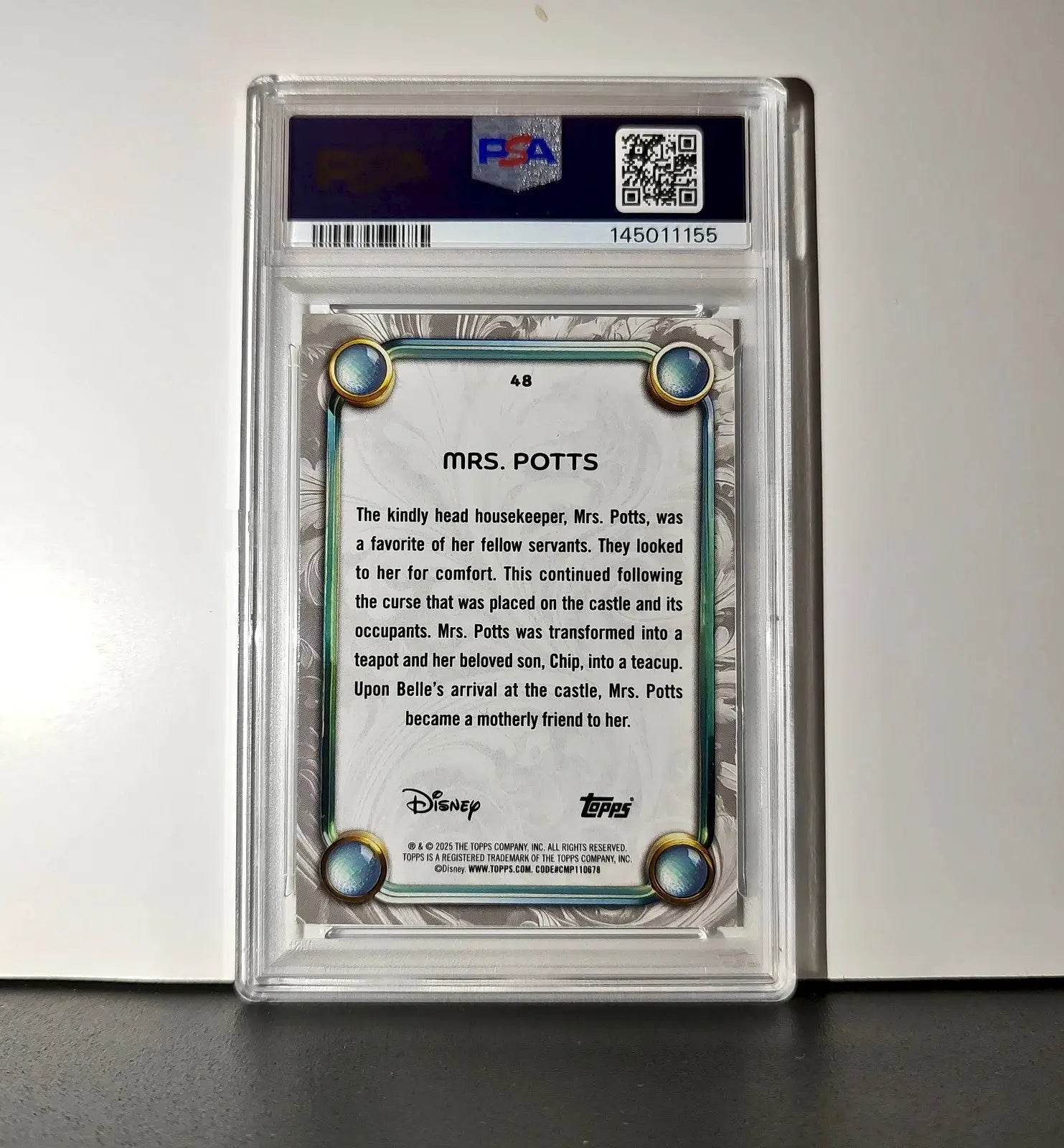 Mrs. Potts 2025 Topps Disney #48 Winter Variant Card Beauty and the Beast PSA 9 - Non-Sports Card Single