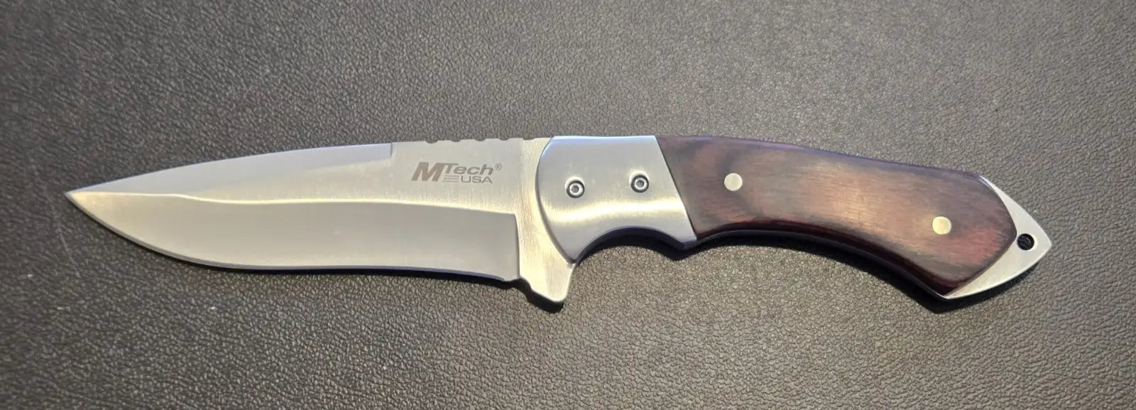 MTech USA MT-080 Fixed Blade Knife Wood Handle Stainless Steel Nylon Sheath NIB - Other