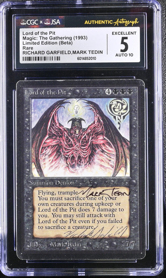 MTG Magic Lord of the Pit [Beta Edition] CGC 5 Ex JSA Tedin & Garfield Autograph - Magic Card Single