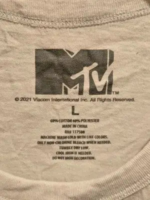 MTV T-Shirt Mens L White Floral Logo Music Television Graphic Tee Licensed 2021 - Apparel
