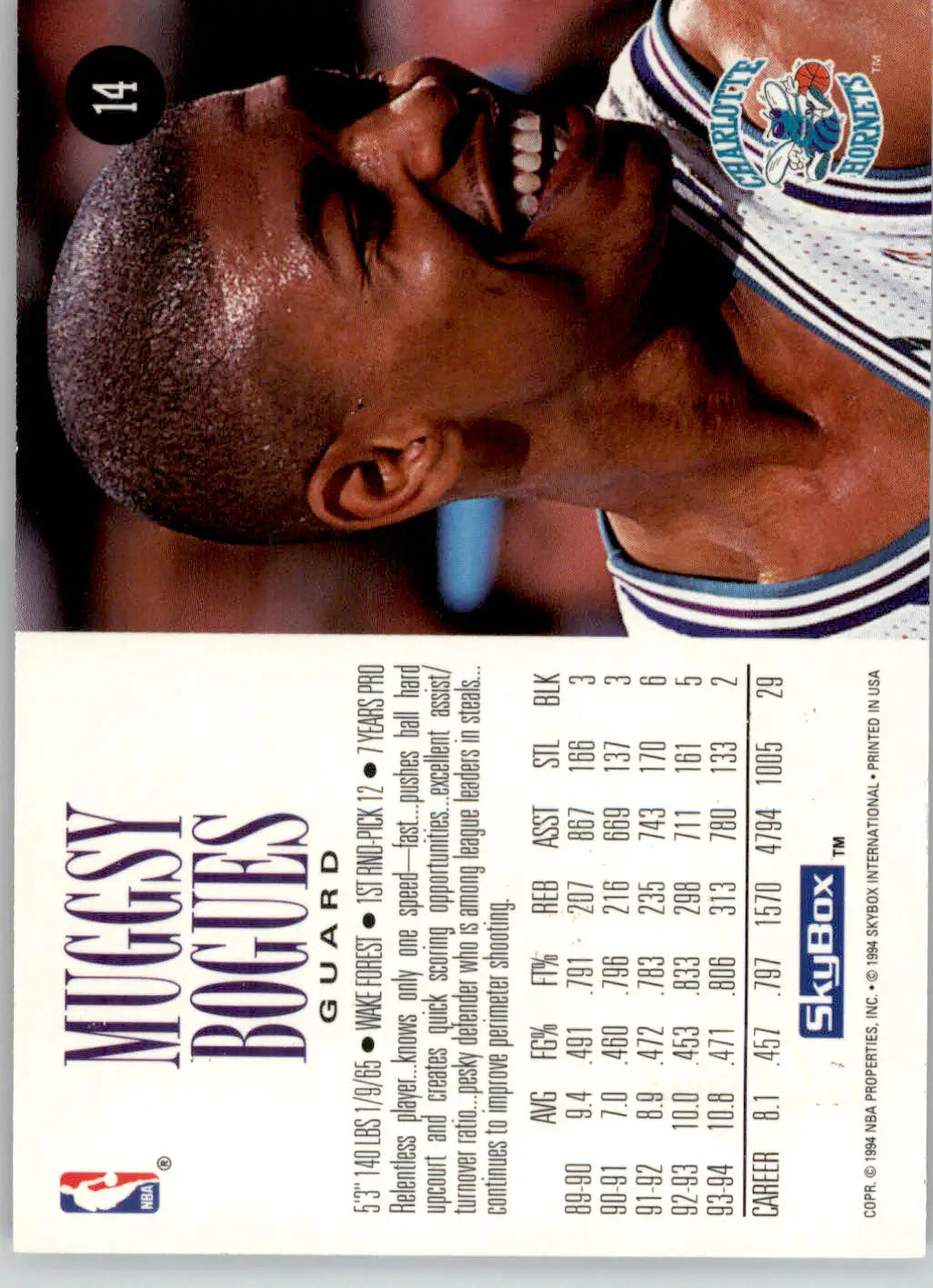 Muggsy Bogues - 1994-95 SkyBox Premium - #14 - Basketball - Basketball Card Single
