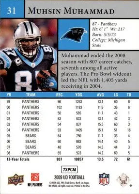 Muhsin Muhammad - 2009 Upper Deck - #31 - Football - Football Card Single