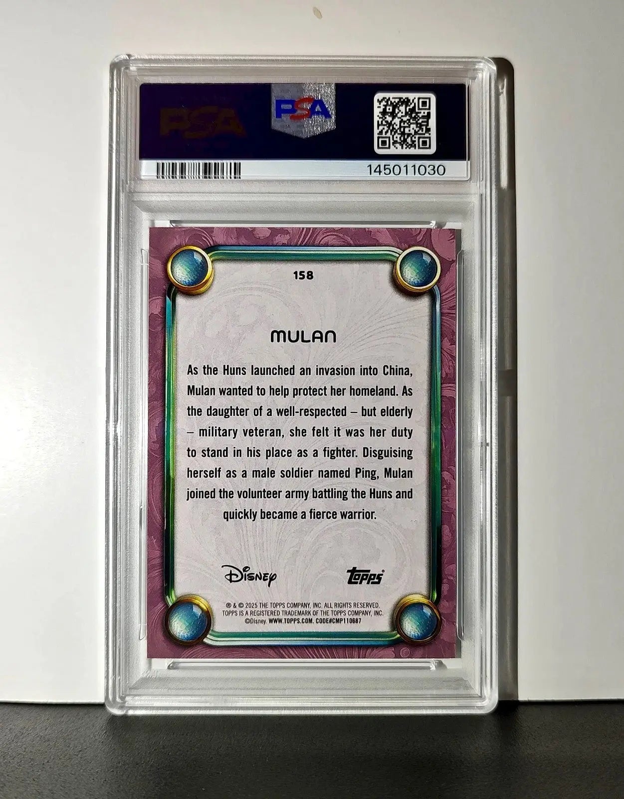 Mulan 2025 Topps Disney Cartoon Princess #158 Card Mulan PSA 10 - Non-Sports Card Single