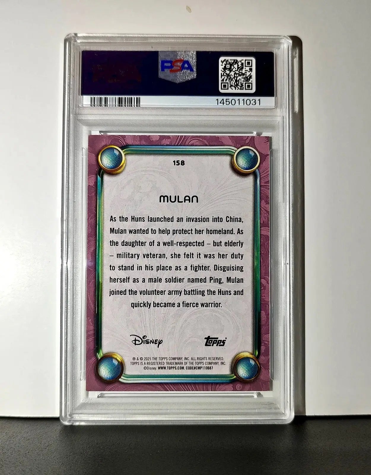 Mulan 2025 Topps Disney Cartoon Princess #158 Card Mulan PSA 9 - Non-Sports Card Single