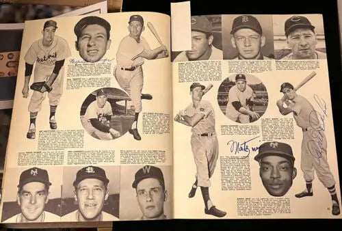 Vintage baseball yearbook pages in a Multi-Signed 1963 Baseball Photo Album Volume 2