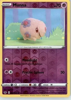 Munna - SWSH01: Sword & Shield Base Set - Reverse Holo LP - #087/202 - Pokémon Card Single
