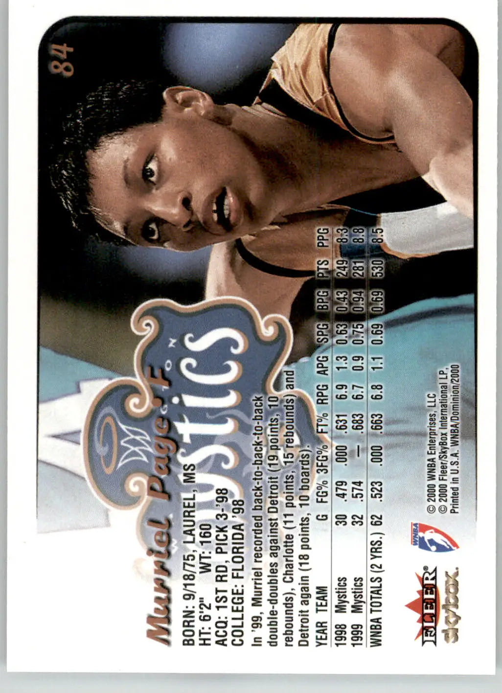 Murriel Page - 2000 SkyBox Dominion WNBA - #84 - Basketball - Basketball Card Single