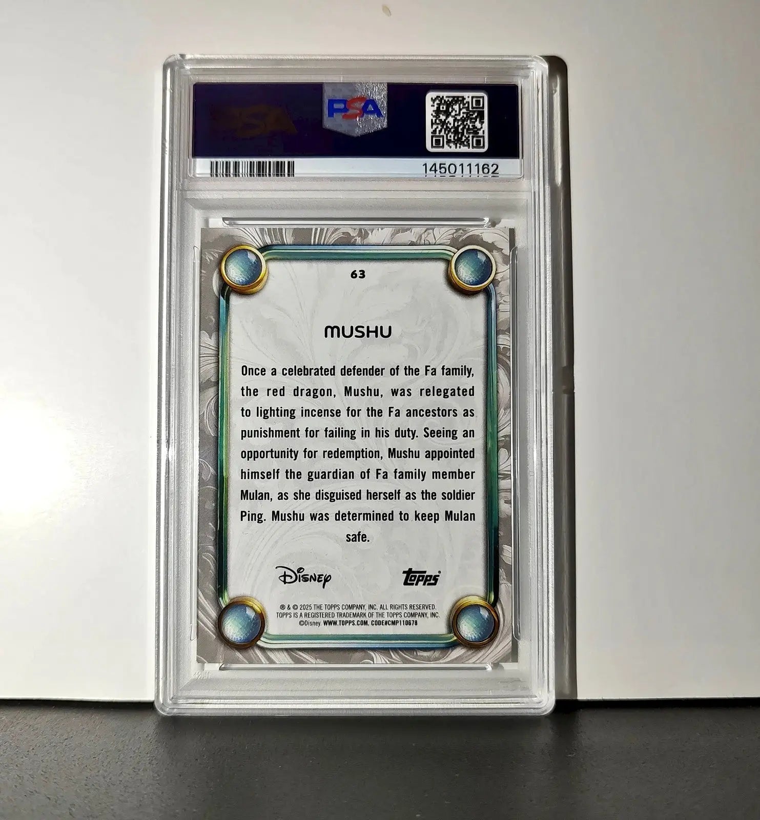 Mushu 2025 Topps Disney Wonder #63 Winter Variant Card Mulan PSA 7 - Non-Sports Card Single