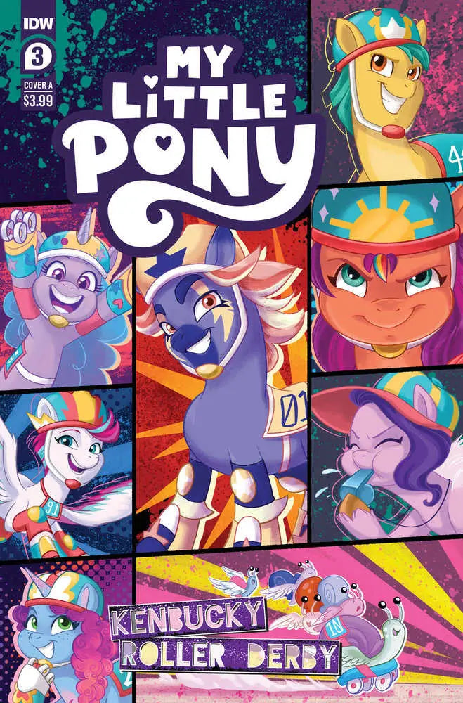 Comic book cover for My Little Pony: Kentucky Roller Derby with colorful characters