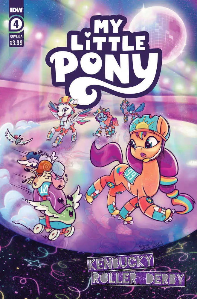 Comic book cover of My Little Pony Kentucky Roller Derby with ponies on roller skates