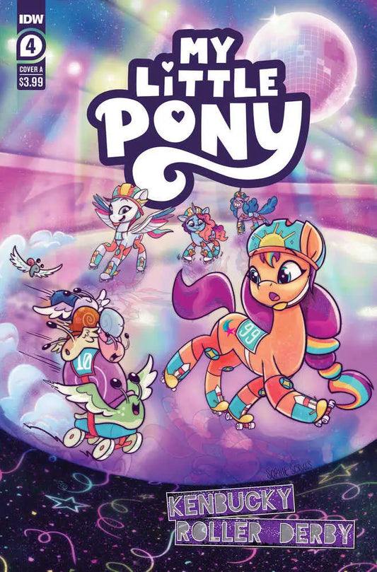 Comic book cover of My Little Pony Kentucky Roller Derby with ponies on roller skates