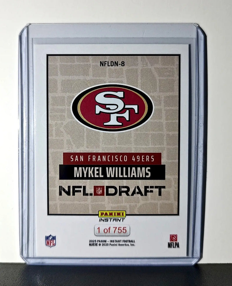 Mykel Williams Rookie 2025 NFL Draft #8 Card San Francisco 49ers 1 of 755