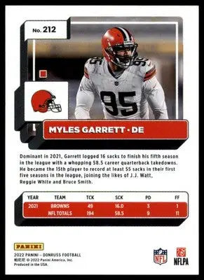 Myles Garrett 2022 Donruss #212 Cleveland Browns - Football Card Single