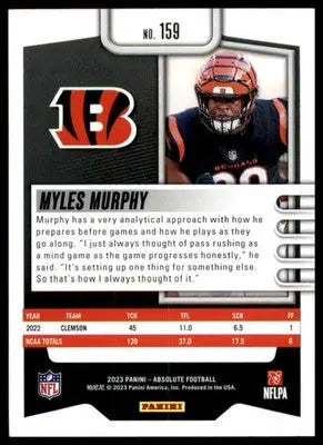 Myles Murphy Rookie 2023 Panini Absolute Retail #159 Cincinnati Bengals