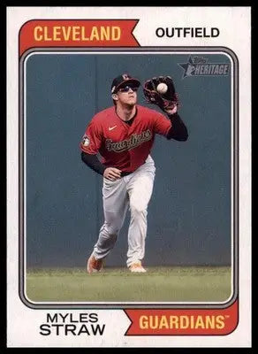 Myles Straw 2023 Topps Heritage #166 Cleveland Guardians - Baseball Card Single