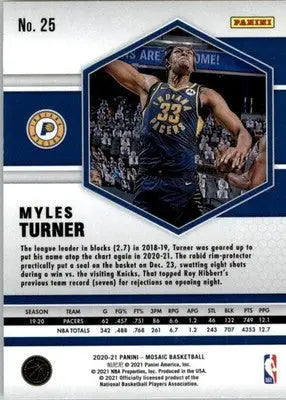Myles Turner - 2020-21 Panini Mosaic - #25 - Basketball - Basketball Card Single