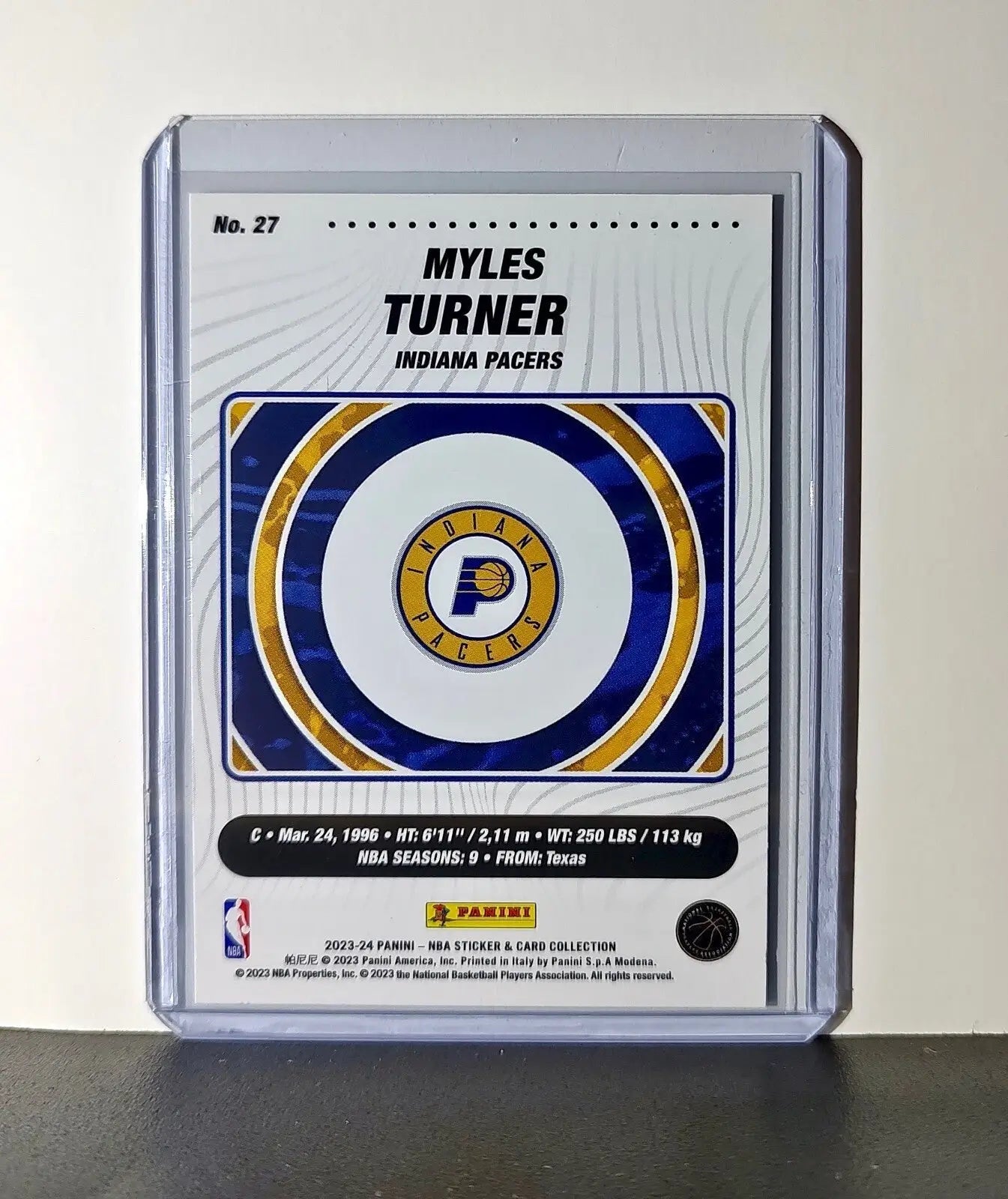 Myles Turner 2023-24 Panini NBA #27 Foil Sticker Card Indiana Pacers - Basketball Card Single