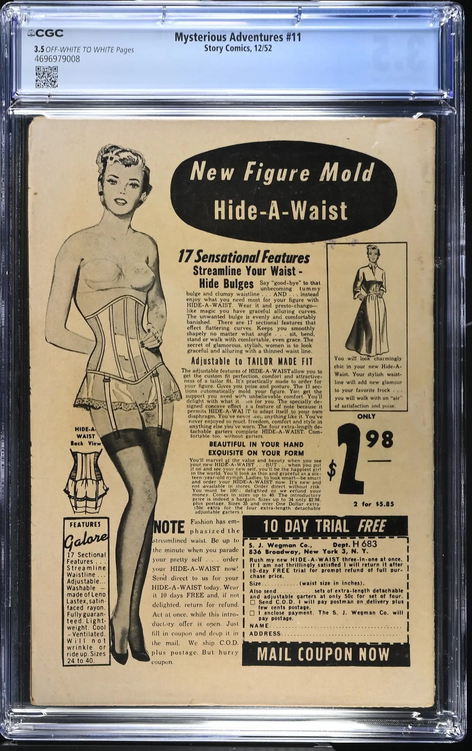 Mysterious Adventures #11 (1952) Graded CGC 3.5 VG Pre-Code Horror - Comic Book
