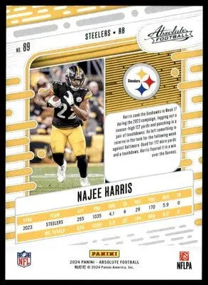 Najee Harris 2024 Panini Absolute Green #89 Pittsburgh Steelers - Football Card Single