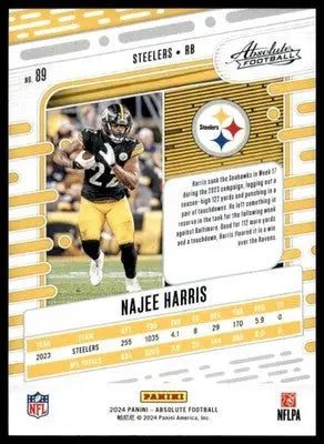 Najee Harris 2024 Panini Absolute Retail #89 Pittsburgh Steelers