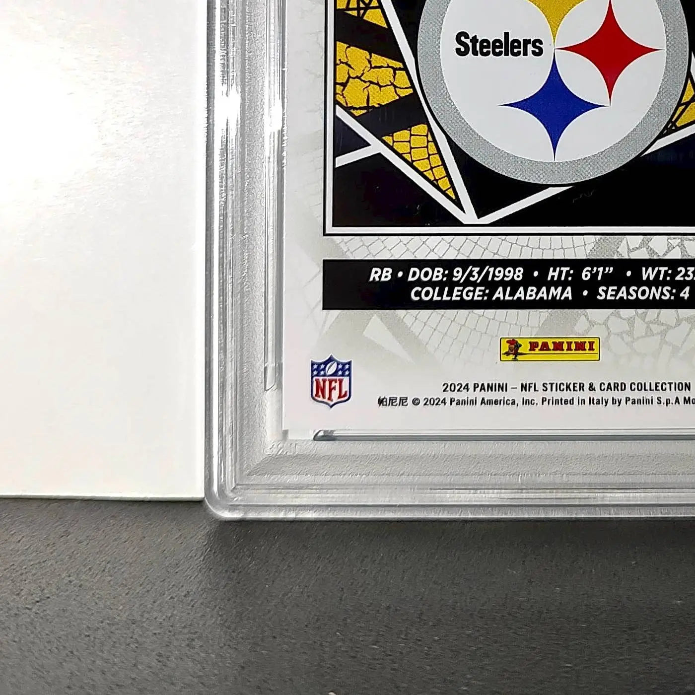 Najee Harris 2024 Panini Sticker Collection 260/349 #13 Blue Foil PSA 8 NM-MT