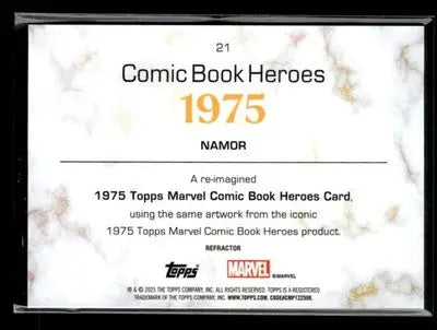 ???? Namor, 2025 Topps Marvel 1975 Golden Anniversary Refractor #21 ???? - Marvel Card Single