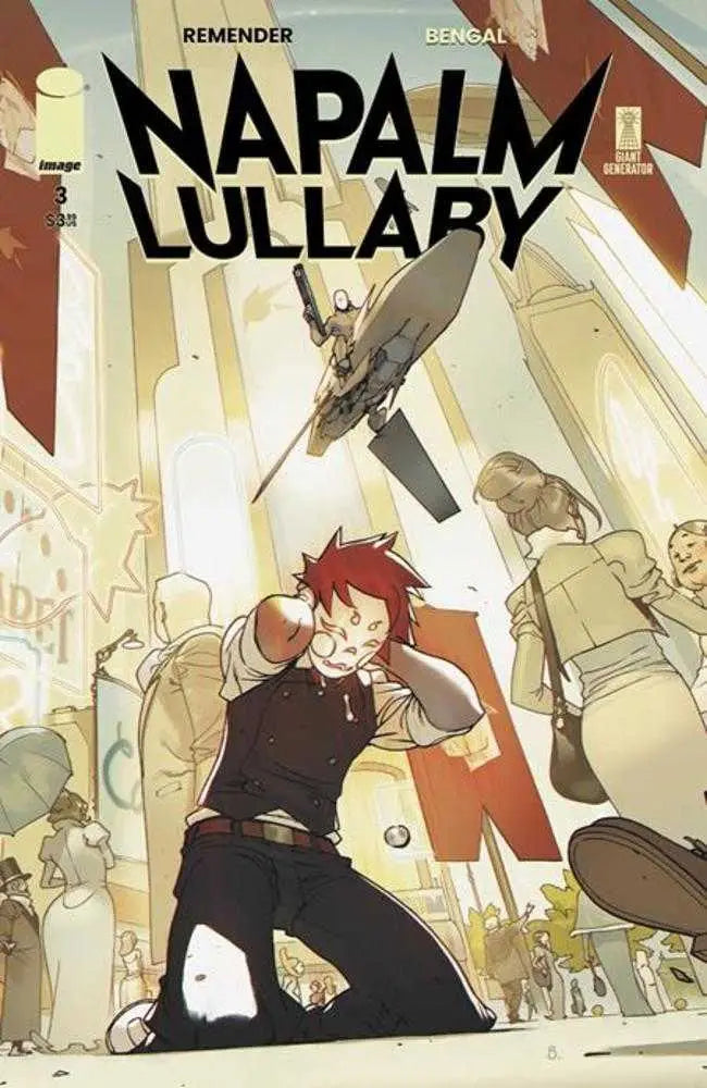 Napalm Lullaby comic cover with red-haired character and action pose for trading cards