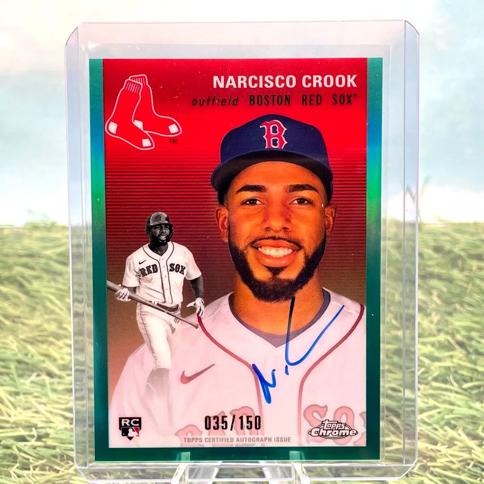 Narcisco Crook autographed Topps Chrome Platinum RC Rookie baseball card Aqua /150