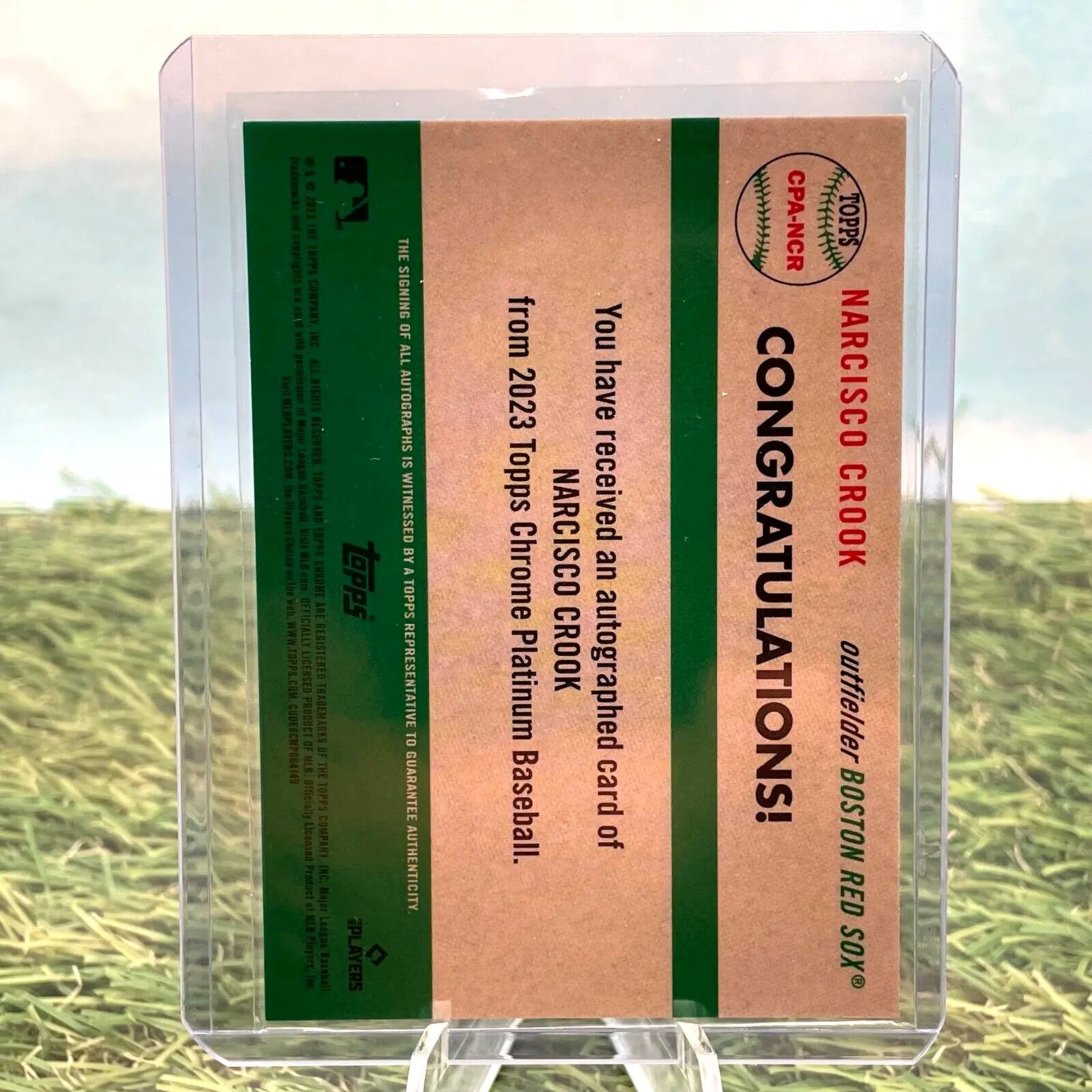 Narcisco Crook autographed Topps Chrome Platinum RC Rookie card Aqua /150 Red Sox