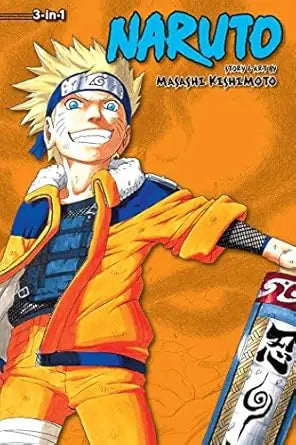 Naruto 3-In-1 Edition TPB Volume 04 manga with smiling blonde character in orange and blue outfit