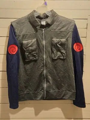 Naruto Shippuden Jacket Mens M Anime Cosplay Zip Front Patch Emblem Green Style - Apparel