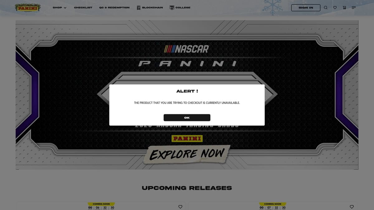 Nascar Panini hobby box with black silver purple design for baseball card collectors