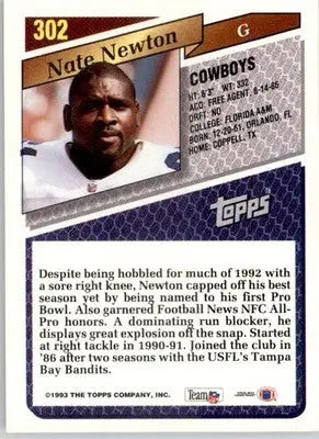 Nate Newton - 1993 Topps - #302 - Gold Football - Football Card Single
