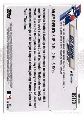 Nate Pearson 2021 Topps Update #US170 Toronto Blue Jays - Baseball Card Single