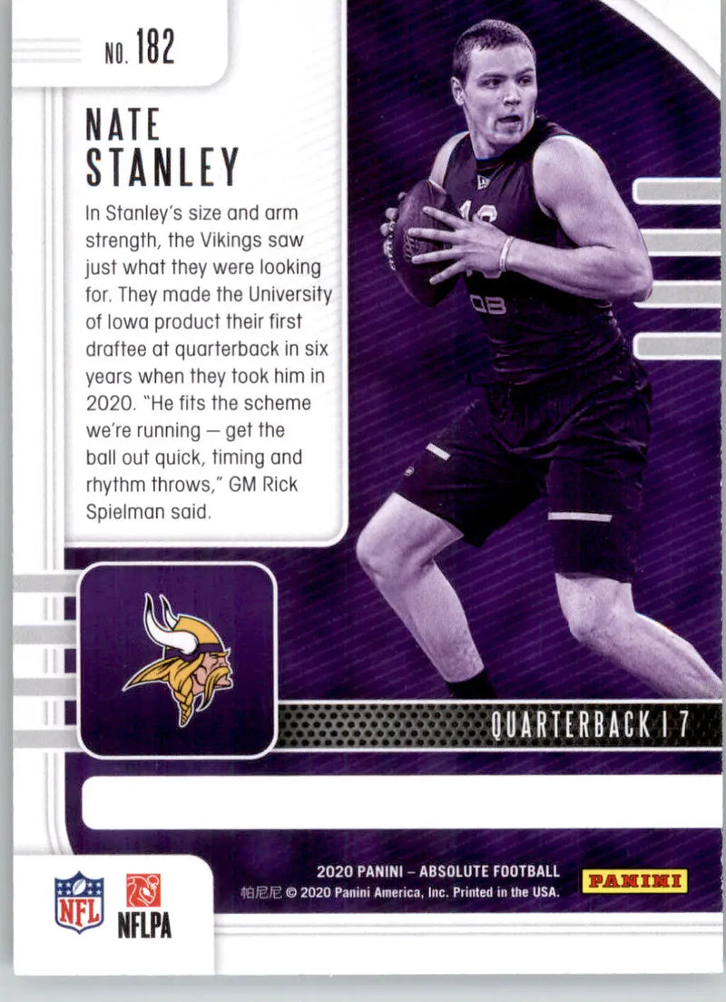 Nate Stanley - 2020 Panini Absolute - #182 - Blue Rookie Football - Football Card Single