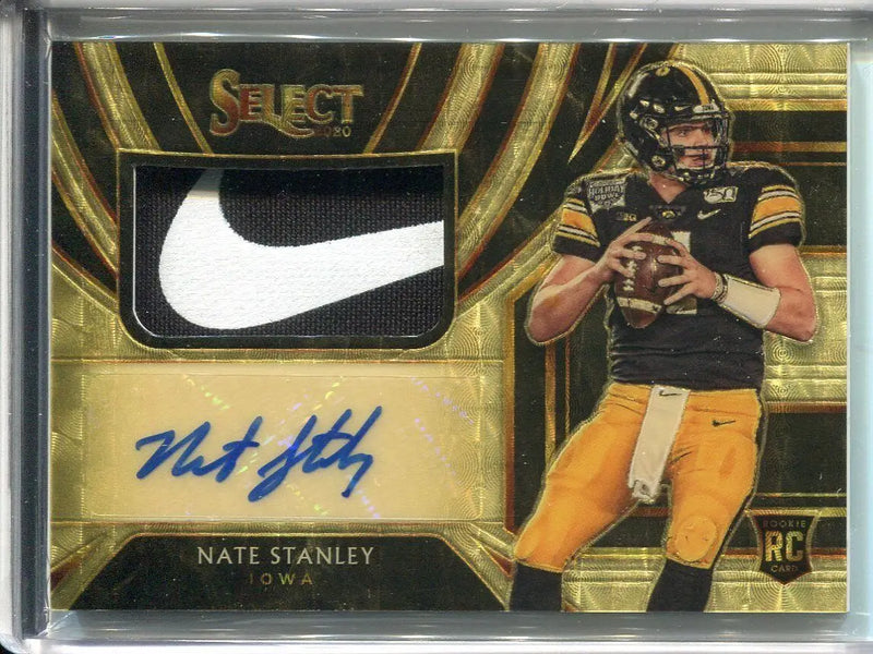Nate Stanley RC 2020 Select Chronicles Gold Vinyl #1/1 Auto Nike Swatch IOWA Football Card