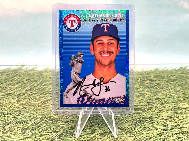 Nathaniel Lowe -2023 Topps Chrome Platinum- #321 Blue Mini Diamond- /199 Rangers - Baseball Card Single