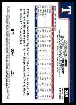 Nathaniel Lowe 2025 Topps #259 Texas Rangers - Baseball Card Single
