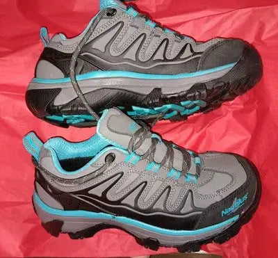 Nautilus size 6.5W Women’s Black Blue Lace Up Safety Toe Work Shoes Gently Used - Other