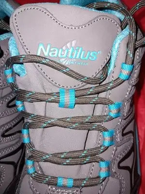 Nautilus size 6.5W Women’s Black Blue Lace Up Safety Toe Work Shoes Gently Used - Other
