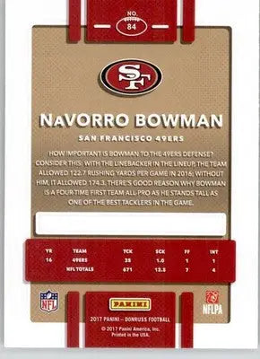 Navorro Bowman - 2017 Donruss - #84 - Football - Football Card Single