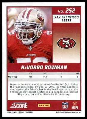 Navorro Bowman 2024 Score #252 San Francisco 49ers - Football Card Single