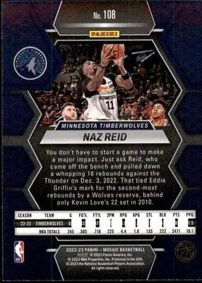 Naz Reid - 2022-23 Panini Mosaic - #108 - Basketball - Basketball Card Single