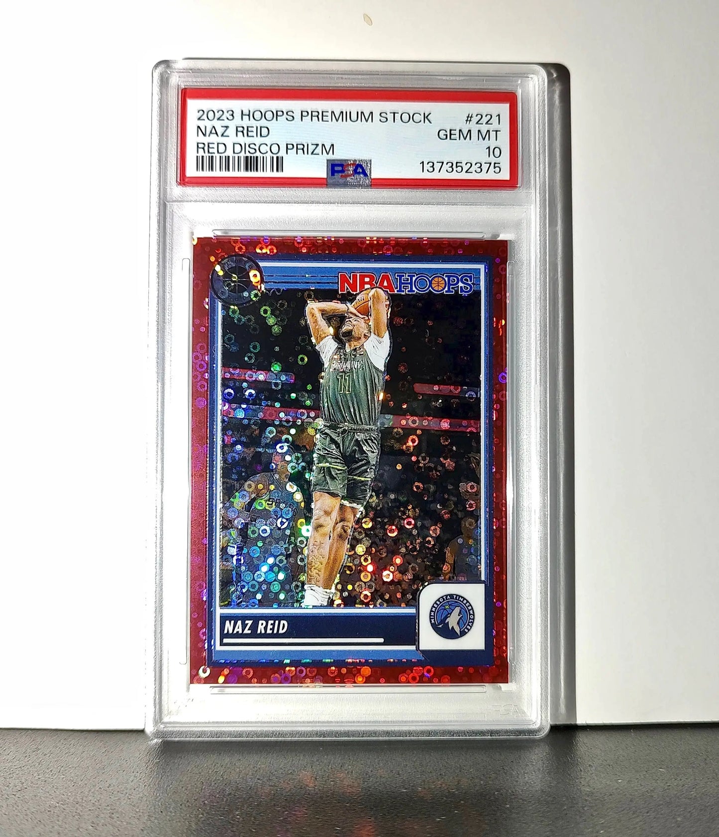 Naz Reid 2023 Panini Hoops Premium #221 59/149 Red Disco Prizm PSA 10 Gem Mint