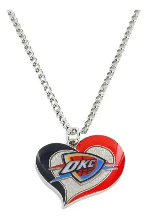 NBA Basketball Swirl Heart Necklace Pick Your Team